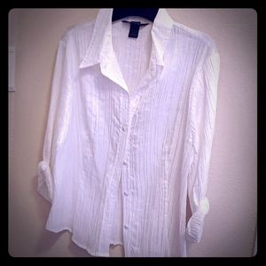 White crinkle blouse